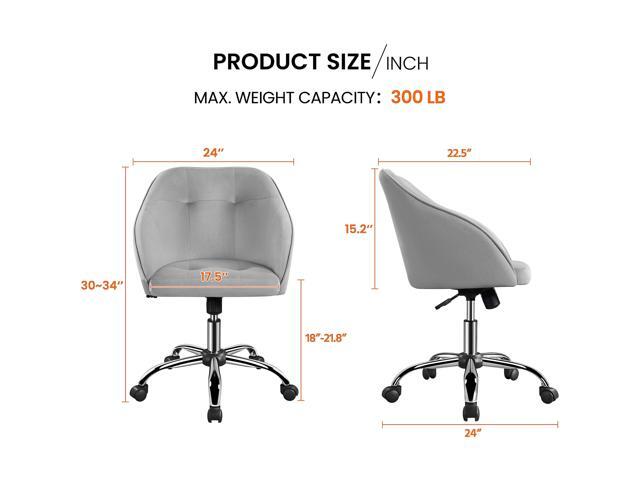 Yaheetech Velvet Desk Vanity Chair with Wheels Back Cute Small Swivel Comfy Computer Chair with Adjustable Height Tilt Angle Upholstered Accent...