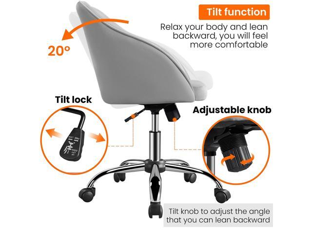 Yaheetech Velvet Desk Vanity Chair with Wheels Back Cute Small Swivel Comfy Computer Chair with Adjustable Height Tilt Angle Upholstered Accent...