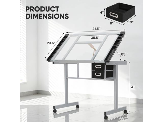 Magshion Professional Drafting Table for Adults Teens, Tilting Glass Tabletop Art Craft Desk Diamond Watercolor Paintings Sketching Work Station...