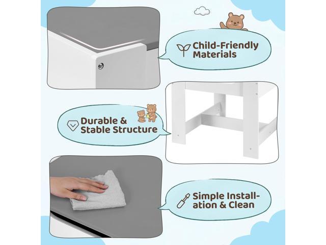 Arlopu Kids Table and Chair Set, 4 in 1 Wooden Children Activity Table w/Storage, Reversible Deskboard, Blackboard, Detachable Tabletop for...