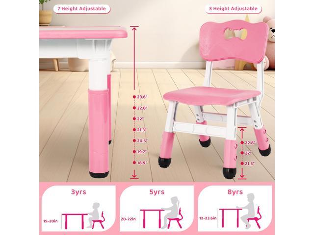 Arlopu Kids Table and 4 Chairs, Height Adjustable Toddler Desk & Chair Set, Anti-Slip Legs, Graffiti Desktop, Children Large Multi-Activity Table...