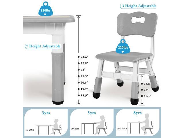 Arlopu Kids Table and 4 Chairs, Height Adjustable Toddler Desk & Chair Set, Anti-Slip Legs, Graffiti Desktop, Children Large Multi-Activity Table...
