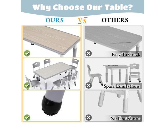 Arlopu Kids Table and 4 Chairs, Height Adjustable Toddler Desk & Chair Set, Anti-Slip Legs, Graffiti Desktop, Children Large Multi-Activity Table...