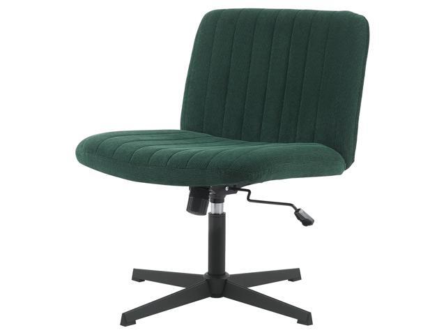 Armless Desk Chair No Wheels Wide Velvet Upholstered Office Chair Swivel Criss Cross Legs Large Seat Adjustable Height Accent Chair for Adults Dark...