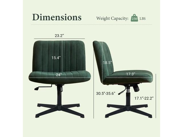 Armless Desk Chair No Wheels Wide Velvet Upholstered Office Chair Swivel Criss Cross Legs Large Seat Adjustable Height Accent Chair for Adults Dark...