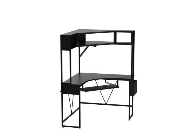 SEDETA Corner Desk, Small Computer Desk with Hutch & LED Lights, Triangle Corner Gaming Computer Desk with Keyboard Tray, Storage Bag, and...