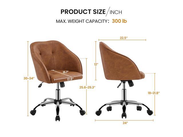 Yaheetech Home Office Desk Chair Vanity Chair with Back Small Leather Computer Chair with Swivel Wheels Modern Accent Armchair for Office Bedroom...