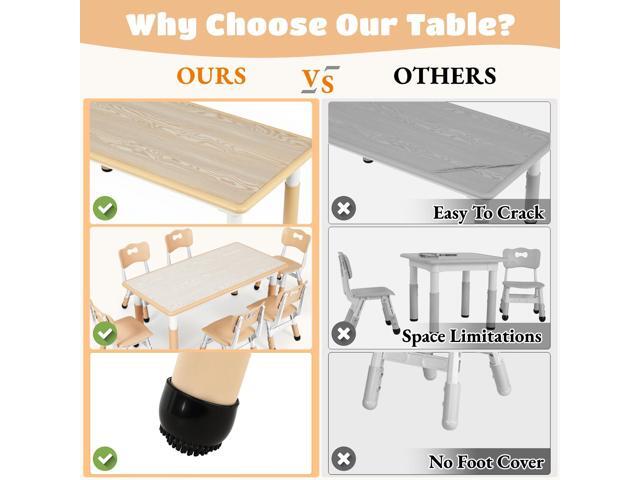 Arlopu Kids Table and 6 Chairs Set, Height Adjustable Graffiti Desk, Preschool Activity Art Craft Table, for Daycare Classroom Home Boys and Girls...