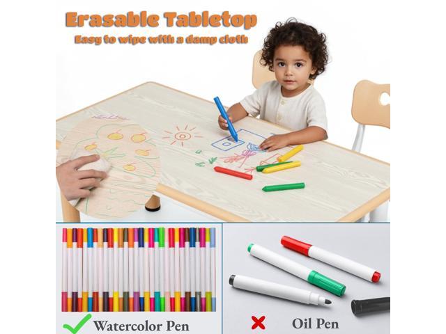 Arlopu Kids Table and 6 Chairs Set, Height Adjustable Graffiti Desk, Preschool Activity Art Craft Table, for Daycare Classroom Home Boys and Girls...