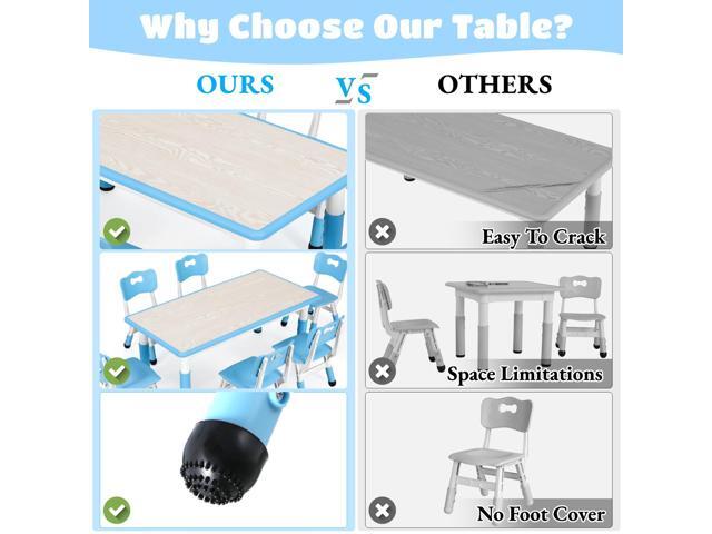 Arlopu Kids Table and 6 Chairs Set, Height Adjustable Graffiti Desk, Preschool Activity Art Craft Table, for Daycare Classroom Home Boys and Girls...