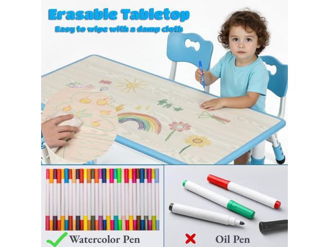 Arlopu Kids Table and 6 Chairs Set, Height Adjustable Graffiti Desk, Preschool Activity Art Craft Table, for Daycare Classroom Home Boys and Girls...