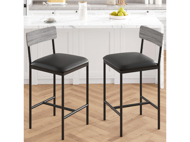 Amyove Bar Stools Set of 2, Upholstered Bar Chairs with Back, 25.5 Inches Kitchen Bar Stools with Footrest, Thick Cushion, Counter Height Barstools...