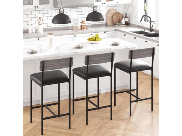 Amyove Bar Stools Set of 2, Upholstered Bar Chairs with Back, 25.5 Inches Kitchen Bar Stools with Footrest, Thick Cushion, Counter Height Barstools...