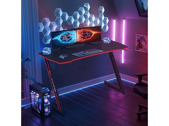 Gaming Desk Computer Desk 47 Inch Gaming Table Z Shaped Computer Table Ergonomic Office Desk with Headphone Hook Gamer Desk with Adjustable Leg...