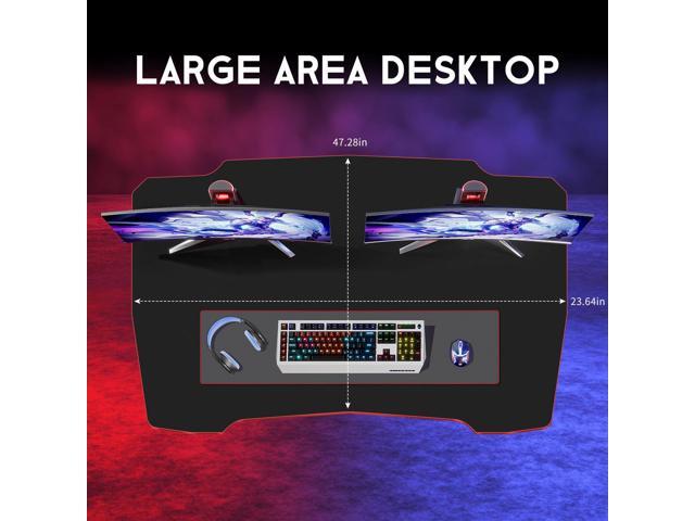 Gaming Desk Computer Desk 47 Inch Gaming Table Z Shaped Computer Table Ergonomic Office Desk with Headphone Hook Gamer Desk with Adjustable Leg...