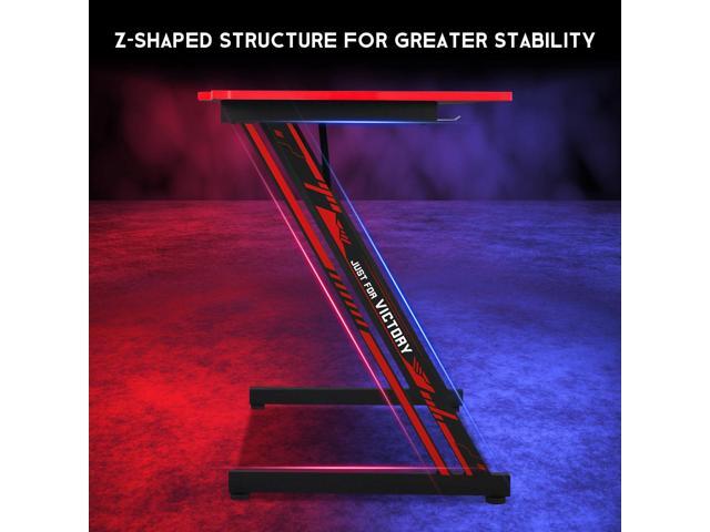 Gaming Desk Computer Desk 47 Inch Gaming Table Z Shaped Computer Table Ergonomic Office Desk with Headphone Hook Gamer Desk with Adjustable Leg...
