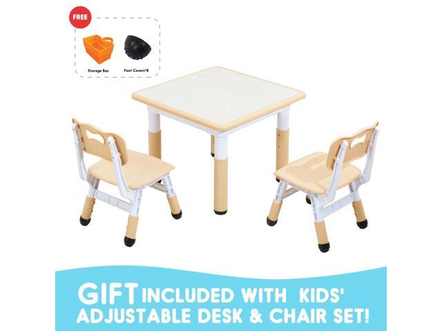 Kids Table & Chair Set with Adjustable Toddler-Safe Non-Slip Legs, Activity & Graffiti-Proof Desktop Ages 3-12