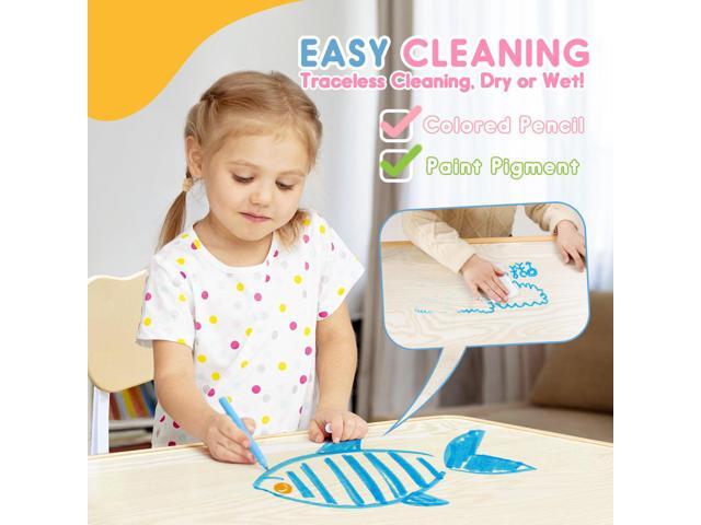 Kids Table & Chair Set with Adjustable Toddler-Safe Non-Slip Legs, Activity & Graffiti-Proof Desktop Ages 3-12