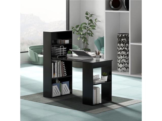 Giantex 48 Inch Computer Desk with Bookshelf, 3-in-1 Home Office Desk with 4-Tier Bookcase & CPU Stand, Space-Saving Reversible Writing Desk Work...