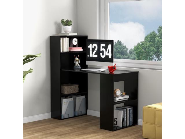 Giantex 48 Inch Computer Desk with Bookshelf, 3-in-1 Home Office Desk with 4-Tier Bookcase & CPU Stand, Space-Saving Reversible Writing Desk Work...