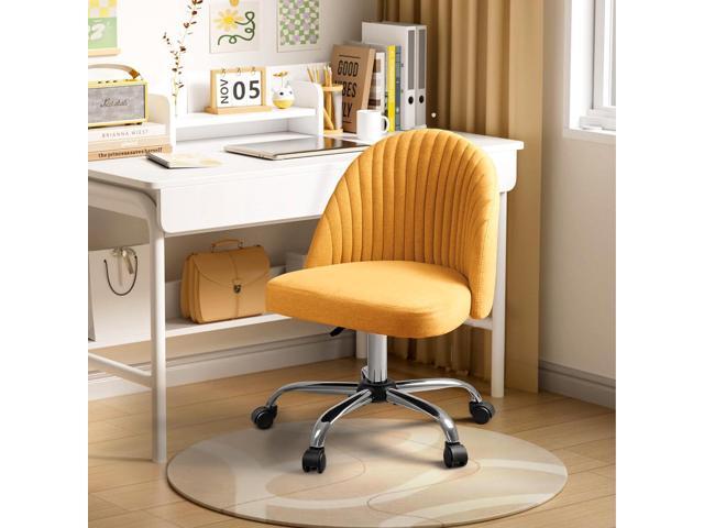 JUMMICO Home Office Desk Chair Vanity Chair Twill Upholstered Adjustable Mid-Back Armless Swivel Task Chair Modern Fabric Office Chairs with Wheels...