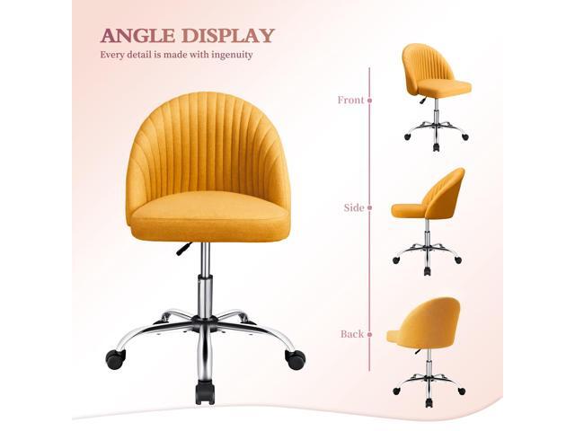 JUMMICO Home Office Desk Chair Vanity Chair Twill Upholstered Adjustable Mid-Back Armless Swivel Task Chair Modern Fabric Office Chairs with Wheels...