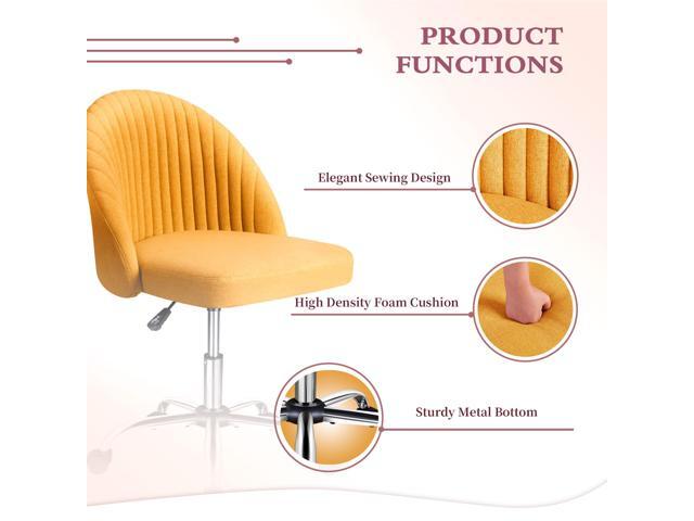 JUMMICO Home Office Desk Chair Vanity Chair Twill Upholstered Adjustable Mid-Back Armless Swivel Task Chair Modern Fabric Office Chairs with Wheels...