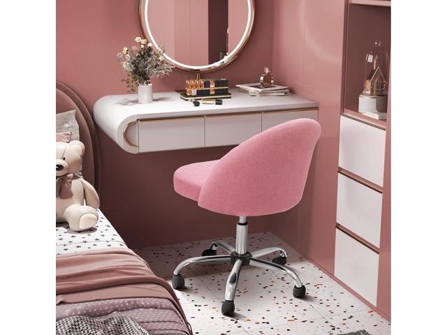 JUMMICO Home Office Desk Chair Vanity Chair Twill Upholstered Adjustable Mid-Back Armless Swivel Task Chair Modern Fabric Office Chairs with Wheels...