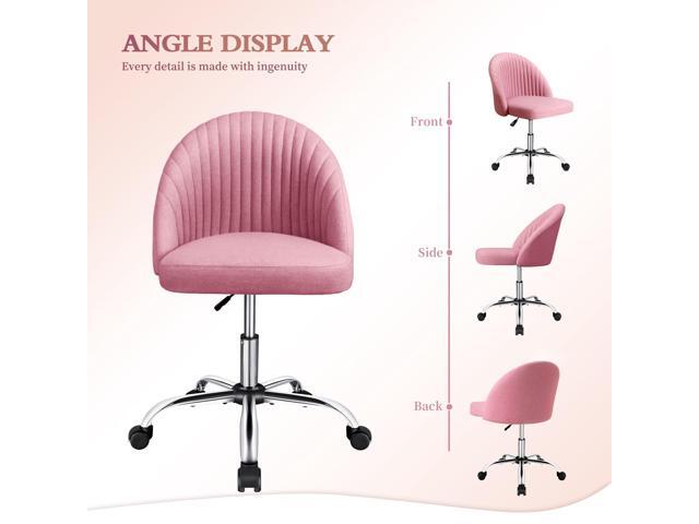 JUMMICO Home Office Desk Chair Vanity Chair Twill Upholstered Adjustable Mid-Back Armless Swivel Task Chair Modern Fabric Office Chairs with Wheels...