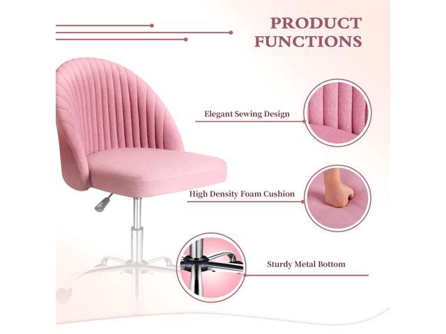 JUMMICO Home Office Desk Chair Vanity Chair Twill Upholstered Adjustable Mid-Back Armless Swivel Task Chair Modern Fabric Office Chairs with Wheels...