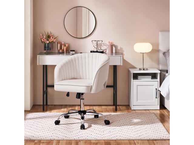 Yaheetech Cute Desk Chair Velvet Vanity Chair with Wheels Home Office Upholstered Modern Swivel Armchair with Tufted Barrel Back for Study, Vanity,...