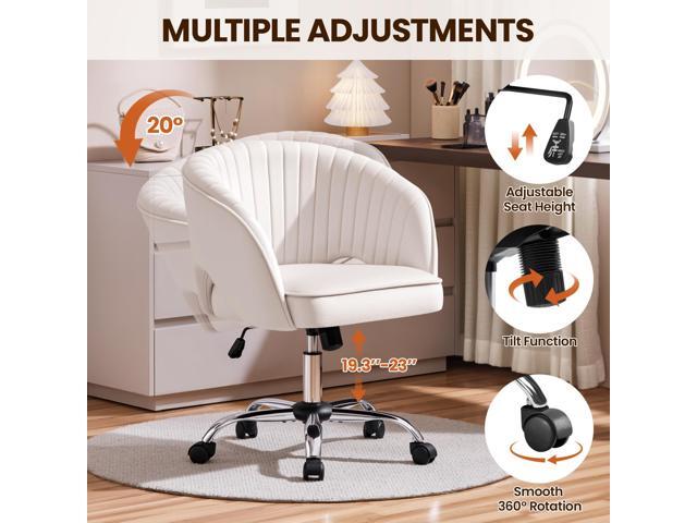 Yaheetech Cute Desk Chair Velvet Vanity Chair with Wheels Home Office Upholstered Modern Swivel Armchair with Tufted Barrel Back for Study, Vanity,...