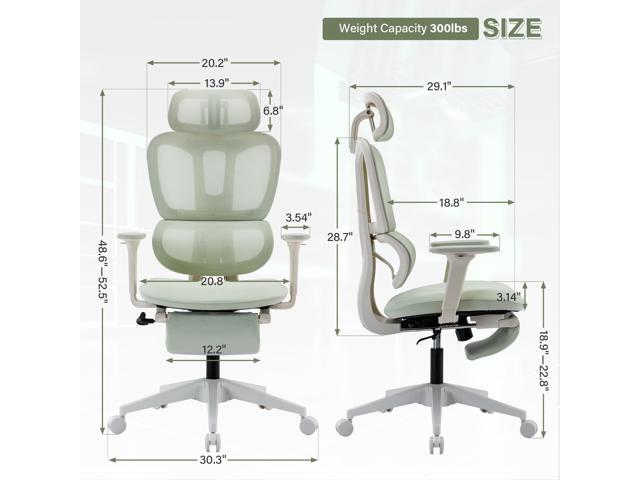 Ergonomic Mesh Office Chair with Retractable Footrest - High Back Computer Chair, Lumbar Support, Adjustable Armrest and Headrest, Durable Base -...