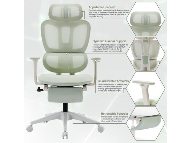 Ergonomic Mesh Office Chair with Retractable Footrest - High Back Computer Chair, Lumbar Support, Adjustable Armrest and Headrest, Durable Base -...