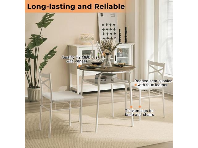VINGLI 3 Piece Round Dining Set,29.5' Small Dining Table Set for 2,Round Kitchen Table with 2 Chairs Set for Small Space/Dining...
