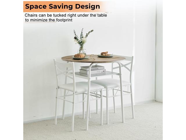VINGLI 3 Piece Round Dining Set,29.5' Small Dining Table Set for 2,Round Kitchen Table with 2 Chairs Set for Small Space/Dining...
