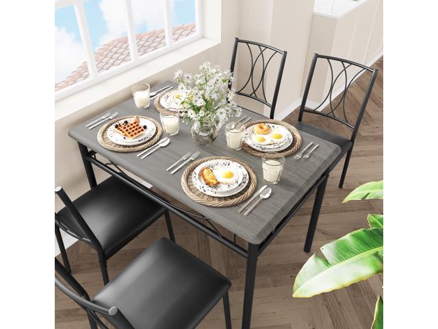 Amyove Dining Table Set for 4, Kitchen Table and Chairs, Dining Room Table Set with 4 Upholstered Chairs, Kitchen Table Set Rectangular Dining...