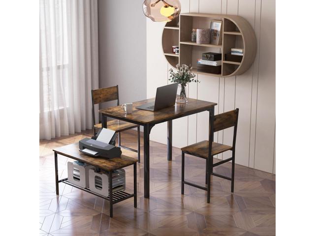 Tangkula Dining Table Set for 4, Kitchen Table and 2 Chairs for 4 with Bench, 4 Piece Dining Table Set for Small Space, Apartment