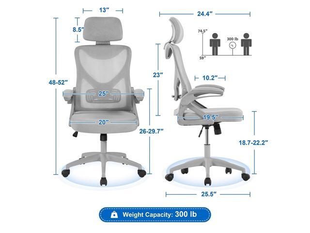 Yaheetech Ergonomic Mesh Office Chair, High Back Desk Chair with with flip-up Armrests, Adjustable Padded Headrest Computer Chair with Lumbar...