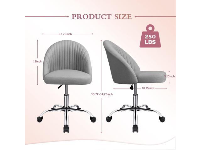 JUMMICO Home Office Desk Chair Vanity Chair Twill Upholstered Adjustable Mid-Back Armless Swivel Task Chair Modern Fabric Office Chairs with Wheels...