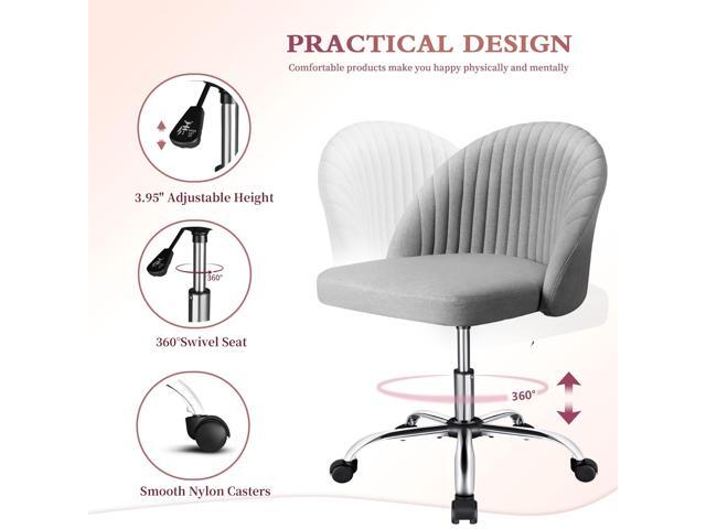 JUMMICO Home Office Desk Chair Vanity Chair Twill Upholstered Adjustable Mid-Back Armless Swivel Task Chair Modern Fabric Office Chairs with Wheels...