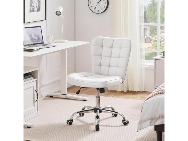 Yaheetech Armless Desk Chair Modern Tufted Office Chair Faux Leather Upholstered Computer Chair with Adjustable Seat Height and Rolling Wheels for...