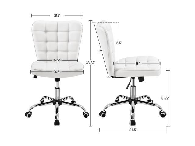 Yaheetech Armless Desk Chair Modern Tufted Office Chair Faux Leather Upholstered Computer Chair with Adjustable Seat Height and Rolling Wheels for...