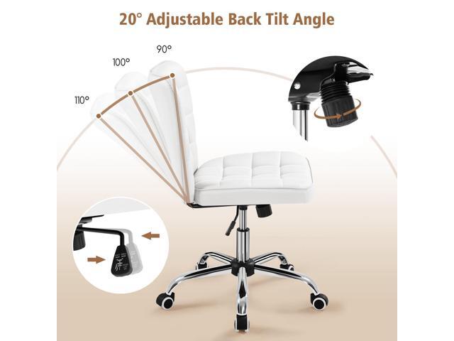 Yaheetech Armless Desk Chair Modern Tufted Office Chair Faux Leather Upholstered Computer Chair with Adjustable Seat Height and Rolling Wheels for...