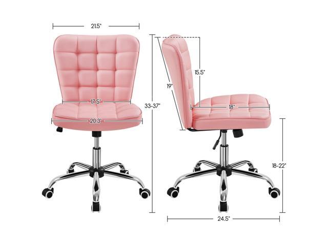 Yaheetech ModernTufted Armless Desk Office Chair Faux Leather Upholstered Computer Chair with Adjustable Seat Height and Rolling Wheels for...