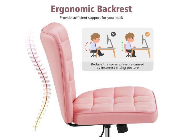 Yaheetech ModernTufted Armless Desk Office Chair Faux Leather Upholstered Computer Chair with Adjustable Seat Height and Rolling Wheels for...