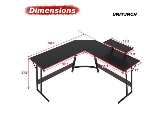 51 inch L Shaped Gaming Desk, Computer Desk for Bedroom, Black L shaped Desk for Gaming,Home Office Desks with Detachable Monitor Stand, Corner...