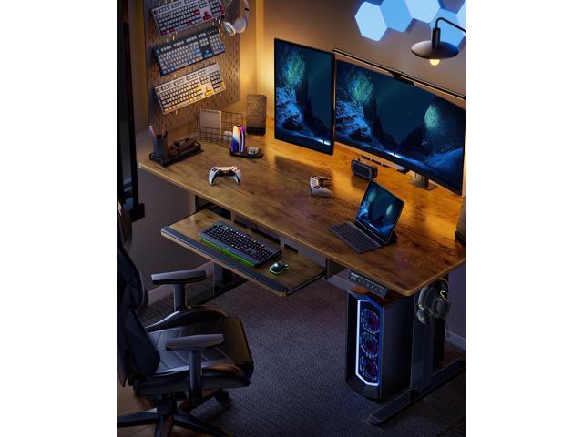 ErGear Large Electric Standing Desk with Keyboard Tray, 63x28 Inches Large Adjustable Height Sit Stand Up Desk, Home Office Desk Computer...