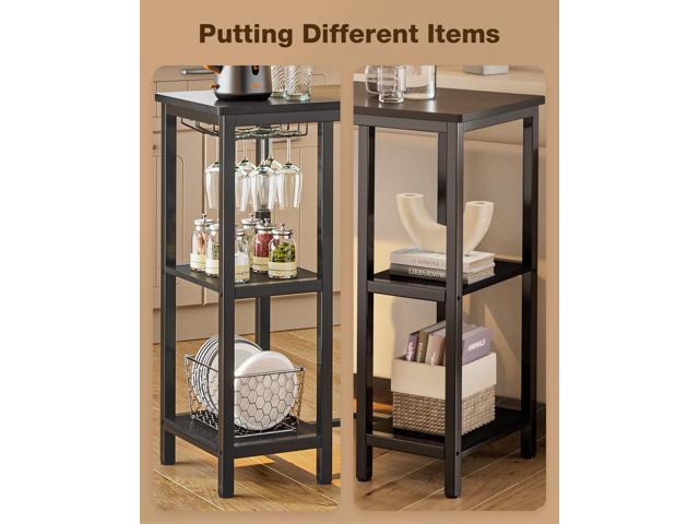 Small Bar Table Set for 2, Bar Table and Chairs Set for 2, Kitchen Table for 2 with 2 Storage Shelves & Wine Glass Holder, Dining Table for Small...