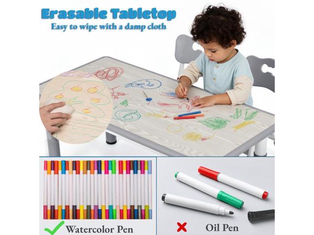 Arlopu Kids Table and 6 Chairs Set, Height Adjustable Graffiti Desk, Preschool Activity Art Craft Table, for Daycare Classroom Home Boys and Girls...